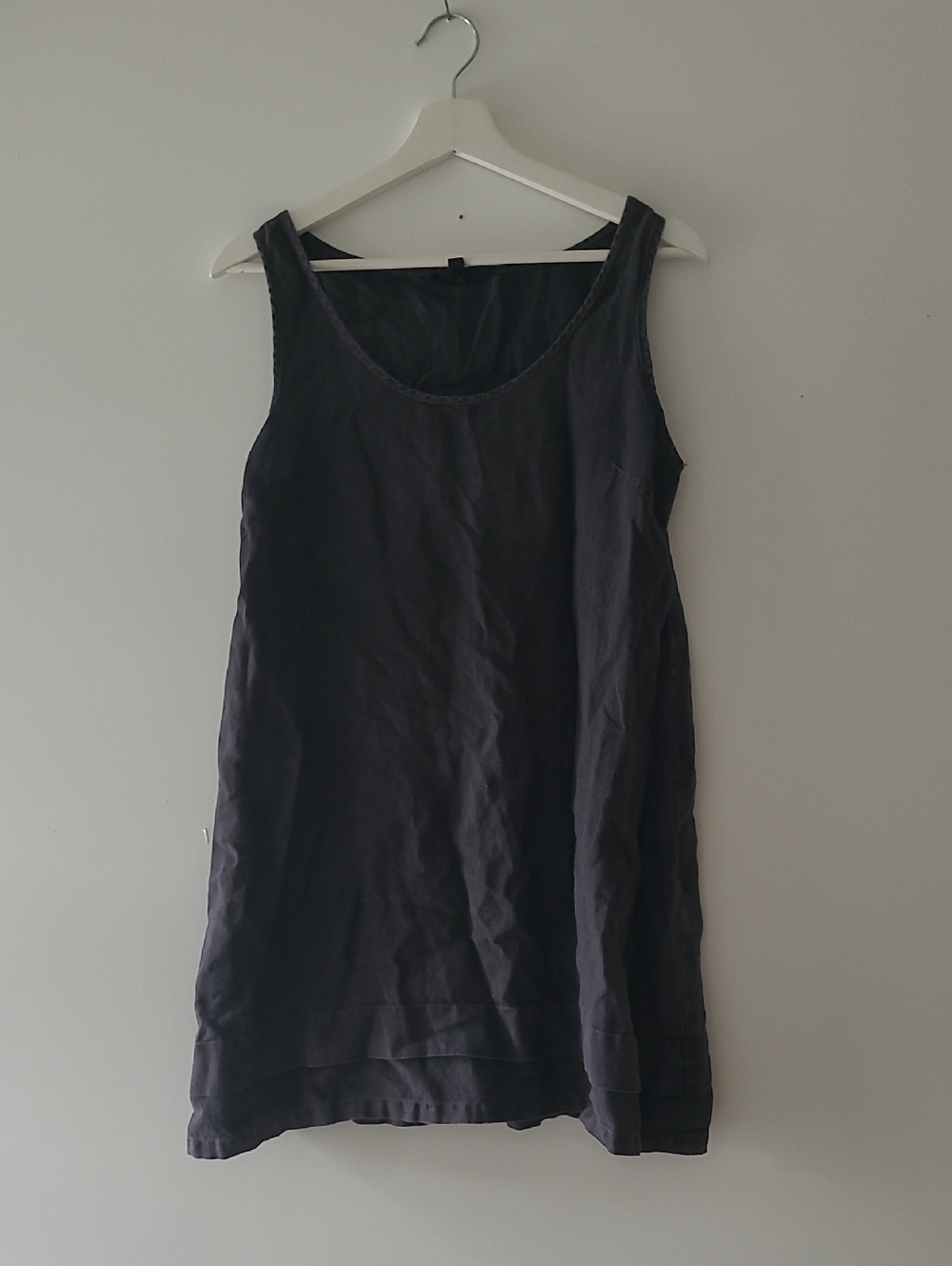 Kokomarina Washed Linen Black Sleeveless Tank Dress